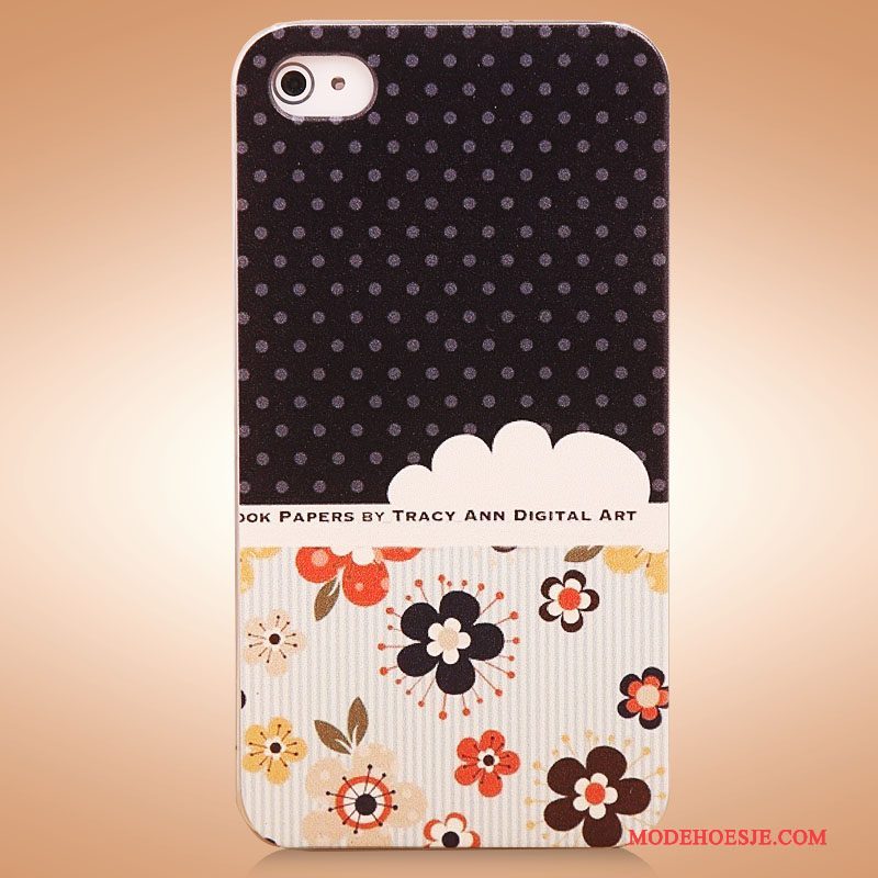 Hoesje iPhone 4/4s Spotprent Zwart Trend, Hoes iPhone 4/4s Bescherming Mooie Nieuw