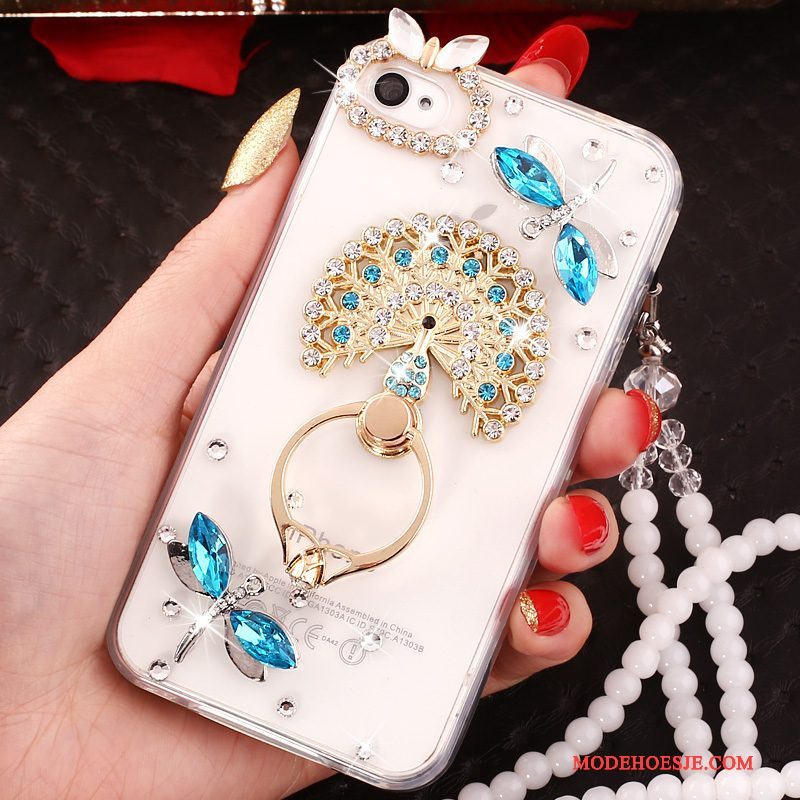 Hoesje iPhone 4/4s Strass Hangertelefoon, Hoes iPhone 4/4s Ondersteuning Anti-fall Blauw