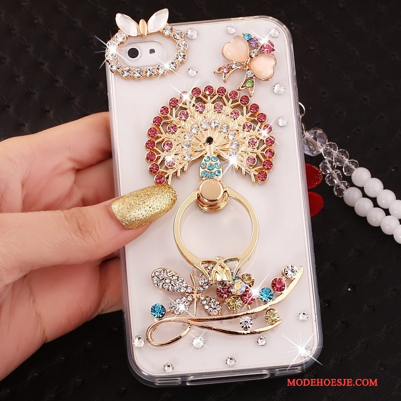 Hoesje iPhone 4/4s Strass Hangertelefoon, Hoes iPhone 4/4s Ondersteuning Anti-fall Blauw