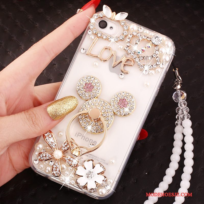 Hoesje iPhone 4/4s Strass Hangertelefoon, Hoes iPhone 4/4s Ondersteuning Anti-fall Blauw