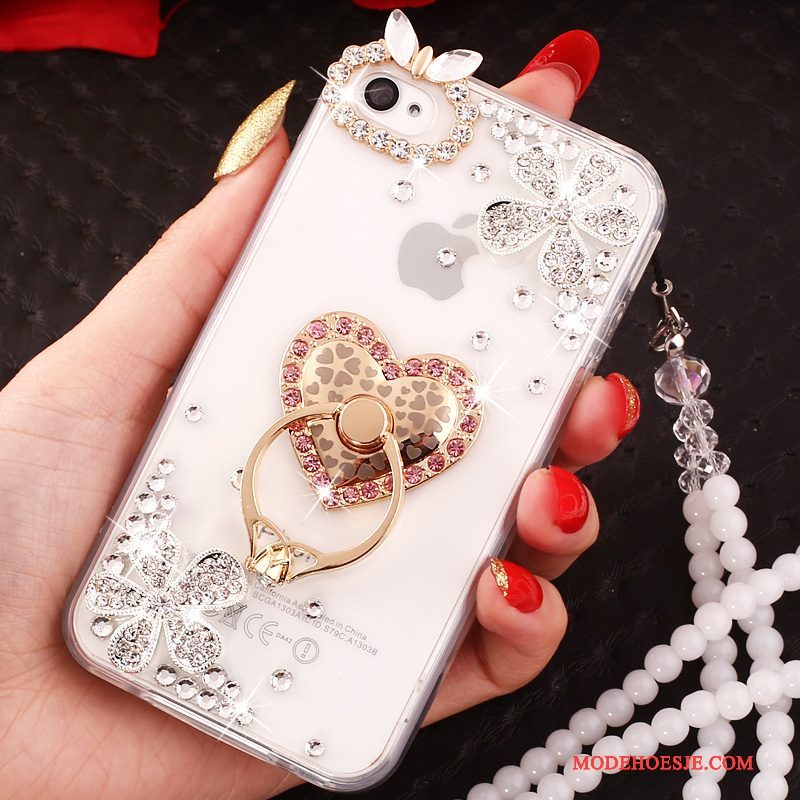 Hoesje iPhone 4/4s Strass Hangertelefoon, Hoes iPhone 4/4s Ondersteuning Anti-fall Blauw