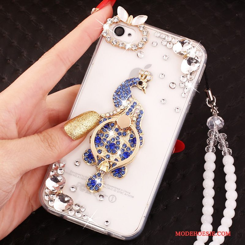 Hoesje iPhone 4/4s Strass Hangertelefoon, Hoes iPhone 4/4s Ondersteuning Anti-fall Blauw