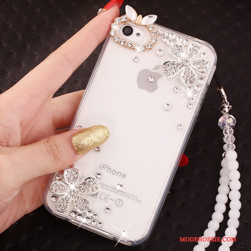 Hoesje iPhone 4/4s Strass Hangertelefoon, Hoes iPhone 4/4s Ondersteuning Anti-fall Blauw