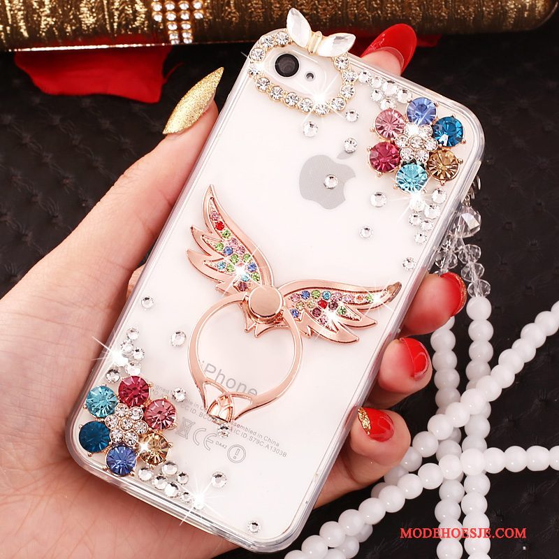 Hoesje iPhone 4/4s Strass Hangertelefoon, Hoes iPhone 4/4s Ondersteuning Anti-fall Blauw