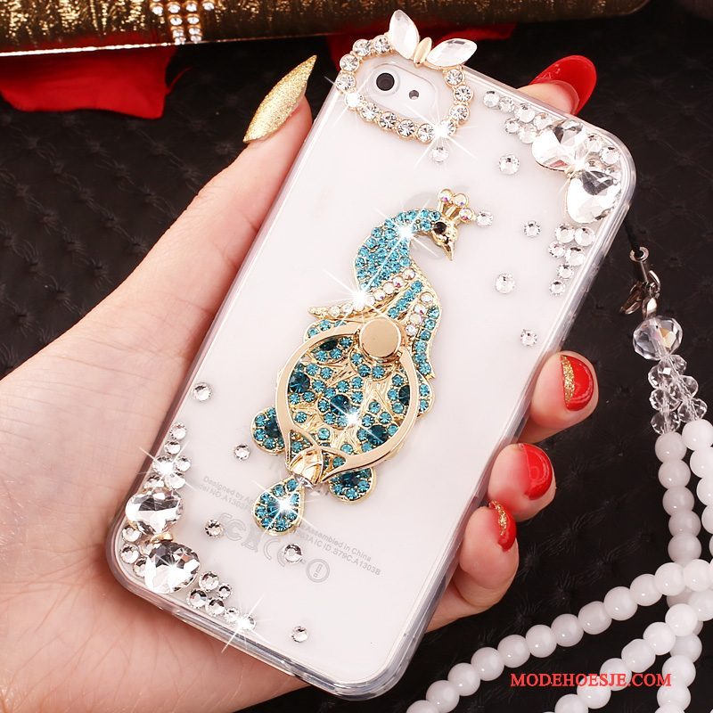 Hoesje iPhone 4/4s Strass Hangertelefoon, Hoes iPhone 4/4s Ondersteuning Anti-fall Blauw