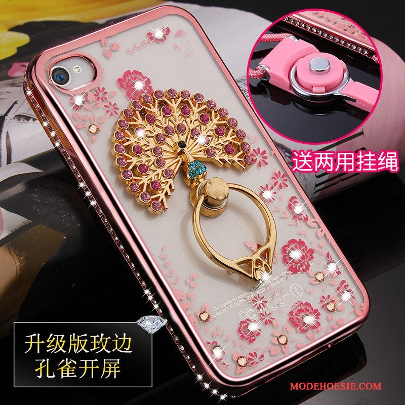 Hoesje iPhone 4/4s Zacht Telefoon Hanger, Hoes iPhone 4/4s Siliconen Roze