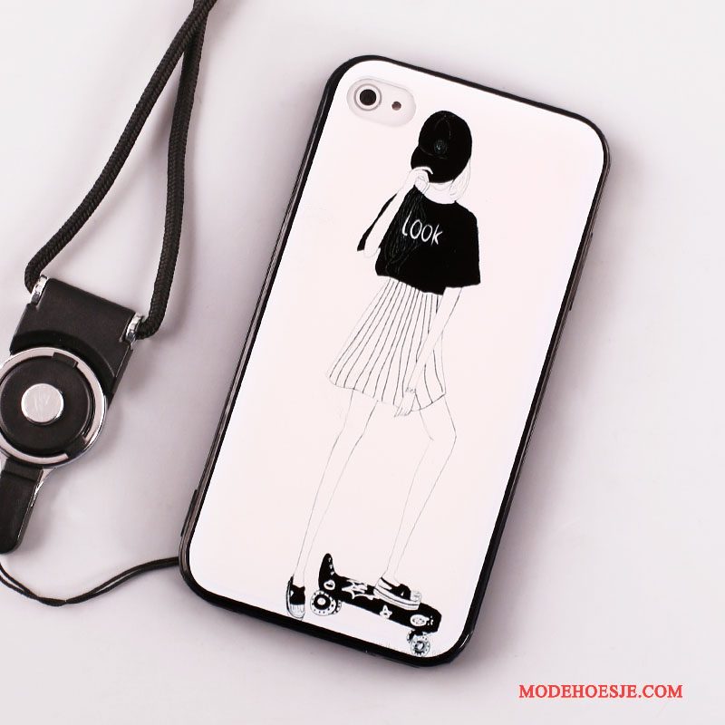 Hoesje iPhone 4/4s Zakken Hangertelefoon, Hoes iPhone 4/4s Geschilderd Wit Anti-fall