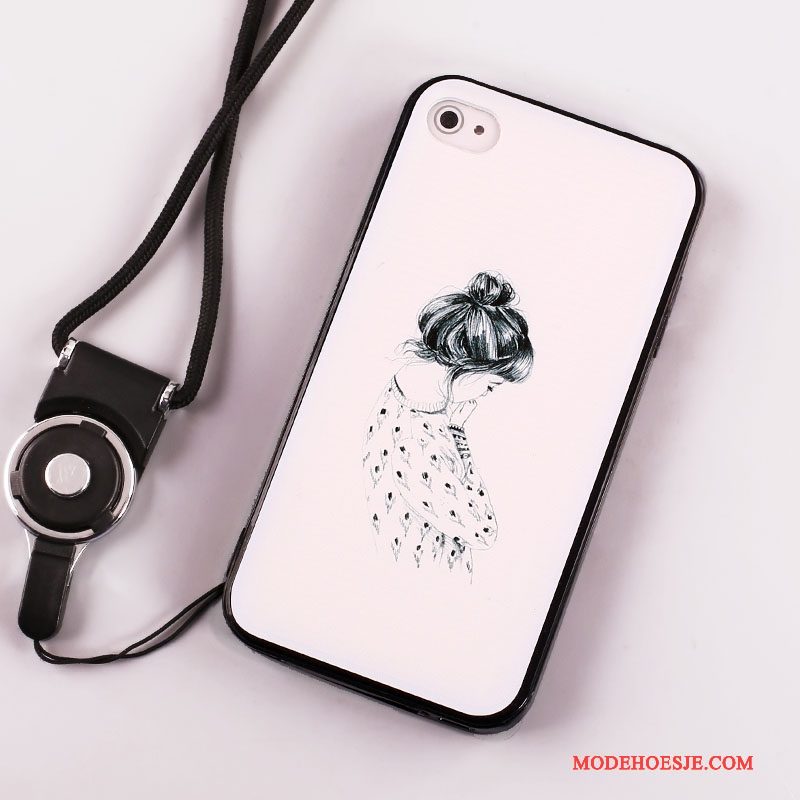 Hoesje iPhone 4/4s Zakken Hangertelefoon, Hoes iPhone 4/4s Geschilderd Wit Anti-fall