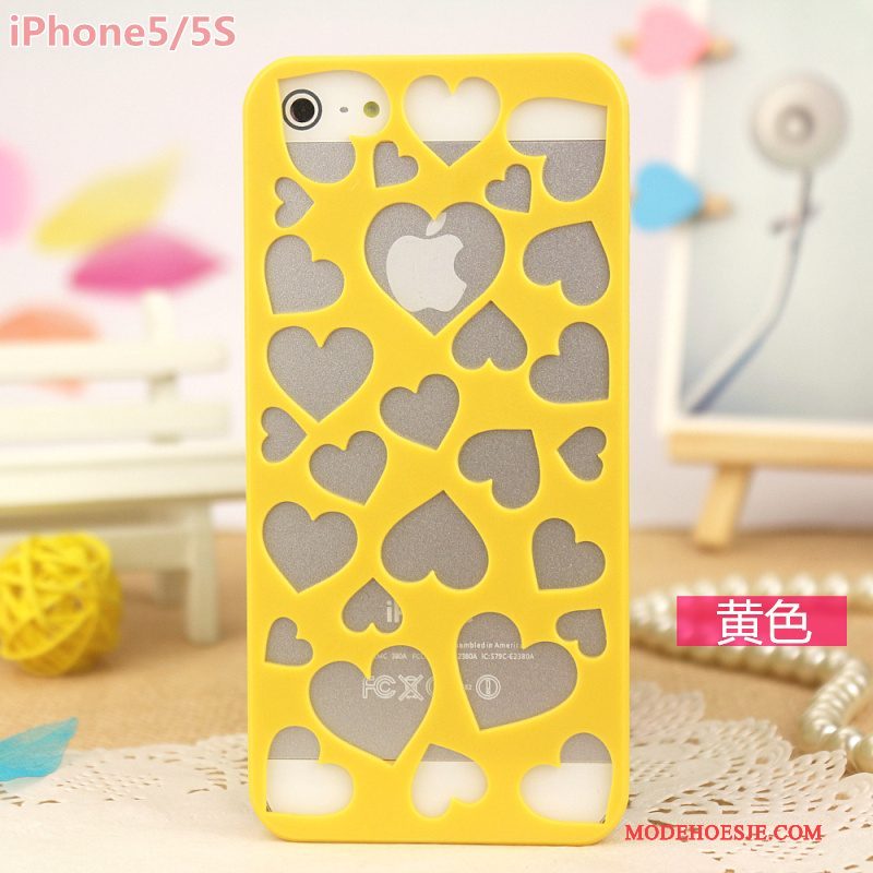 Hoesje iPhone 5/5s Bescherming Geel Snijwerk, Hoes iPhone 5/5s Telefoon Lichte En Dun