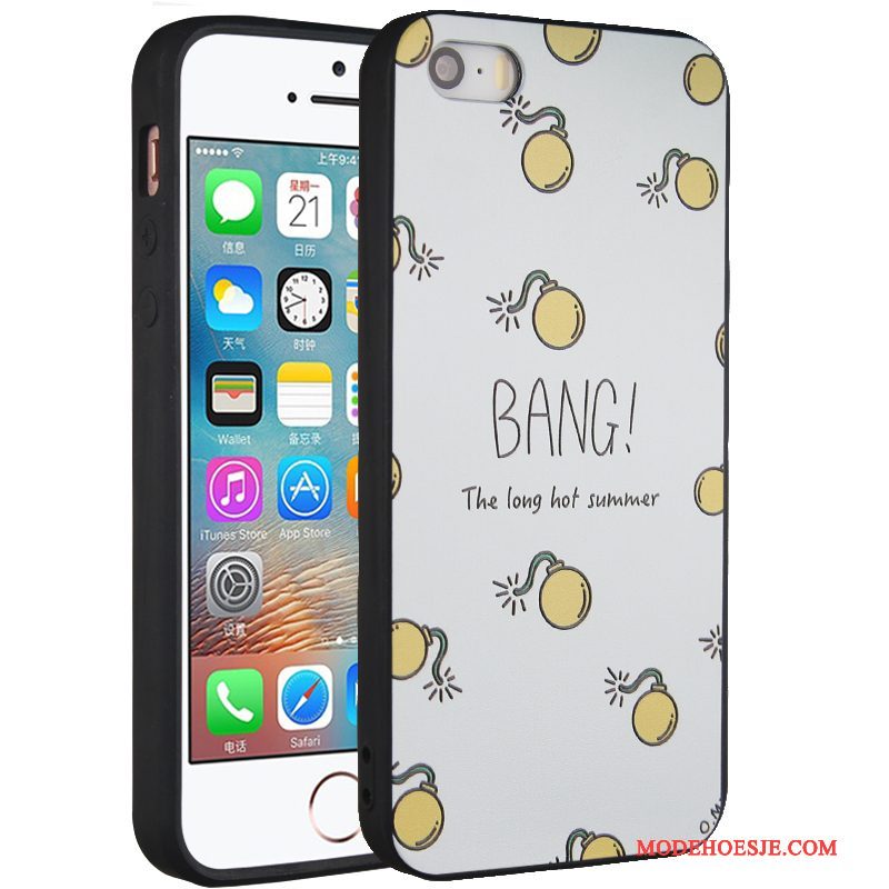 Hoesje iPhone 5/5s Bescherming Hanger Anti-fall, Hoes iPhone 5/5s Spotprent Geeltelefoon