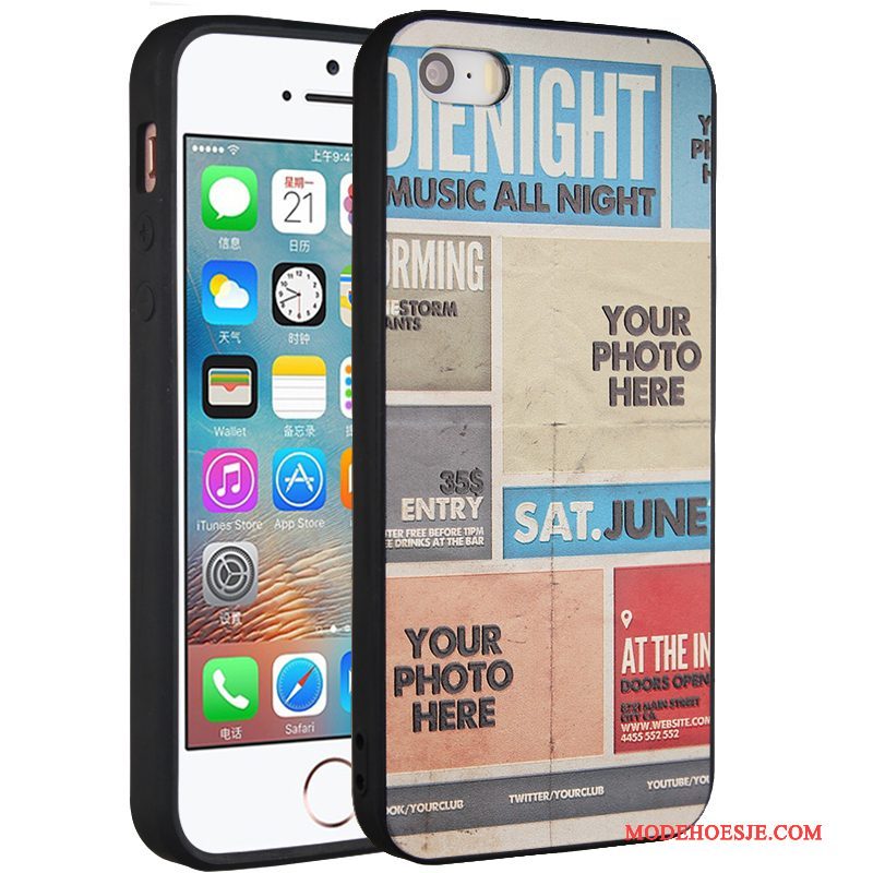 Hoesje iPhone 5/5s Bescherming Hanger Anti-fall, Hoes iPhone 5/5s Spotprent Geeltelefoon