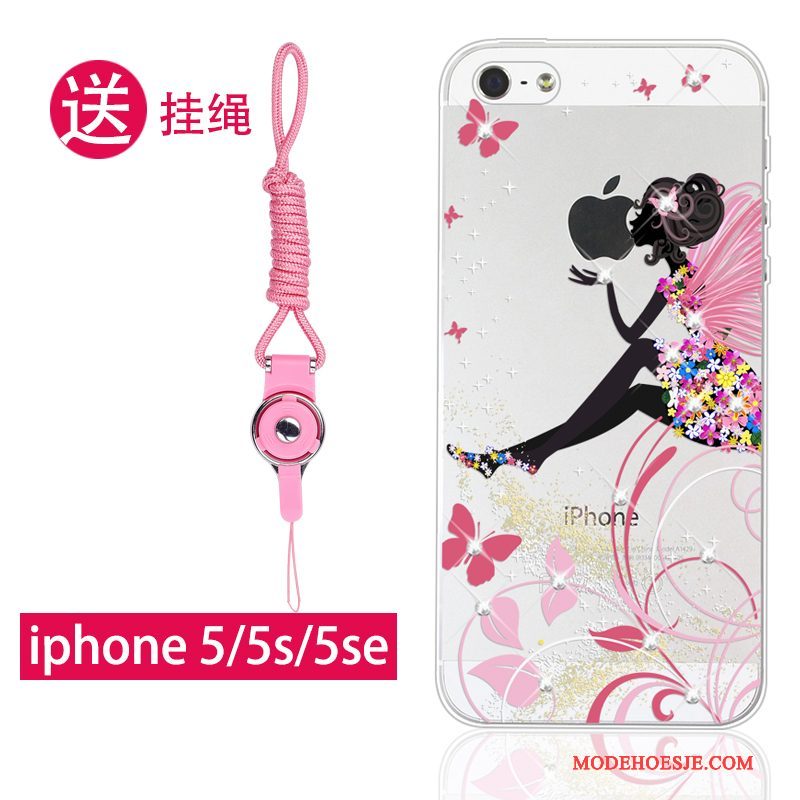 Hoesje iPhone 5/5s Bescherming Hanger Roze, Hoes iPhone 5/5s Zakken Doorzichtigtelefoon