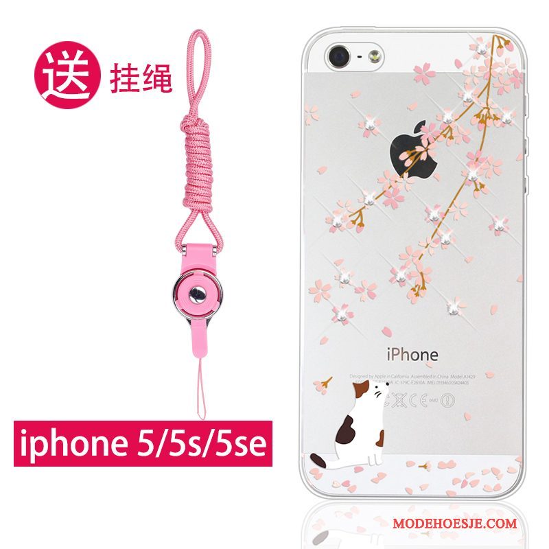 Hoesje iPhone 5/5s Bescherming Hanger Roze, Hoes iPhone 5/5s Zakken Doorzichtigtelefoon