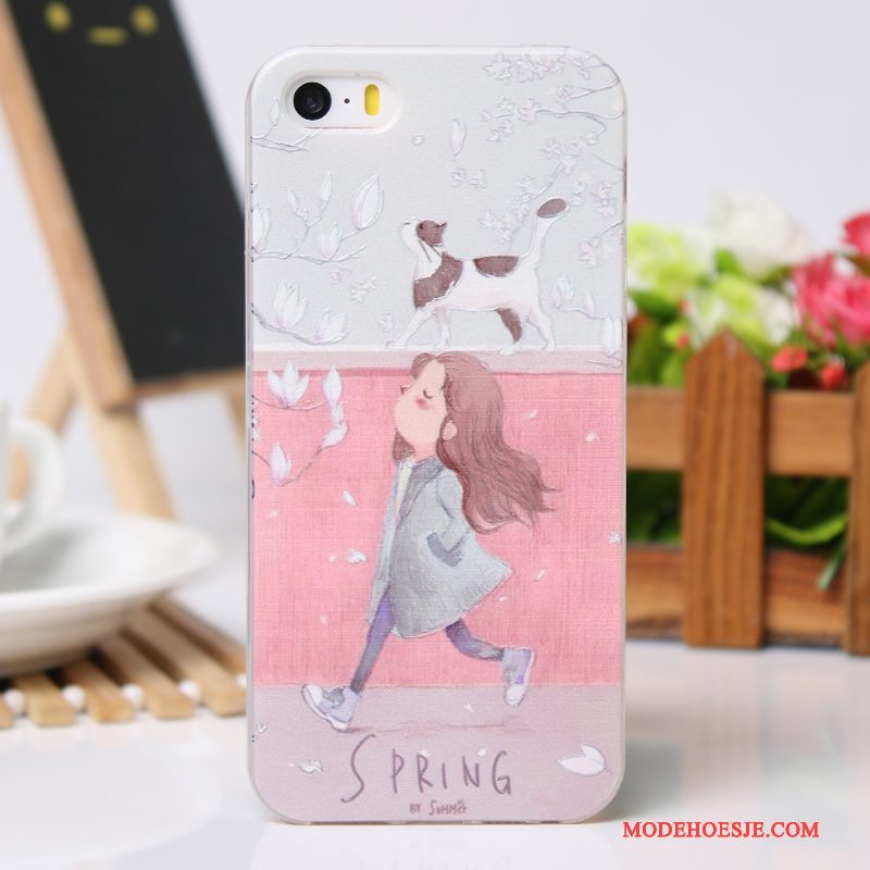 Hoesje iPhone 5/5s Bescherming Lichte En Dun Roze, Hoes iPhone 5/5s Zacht Telefoon