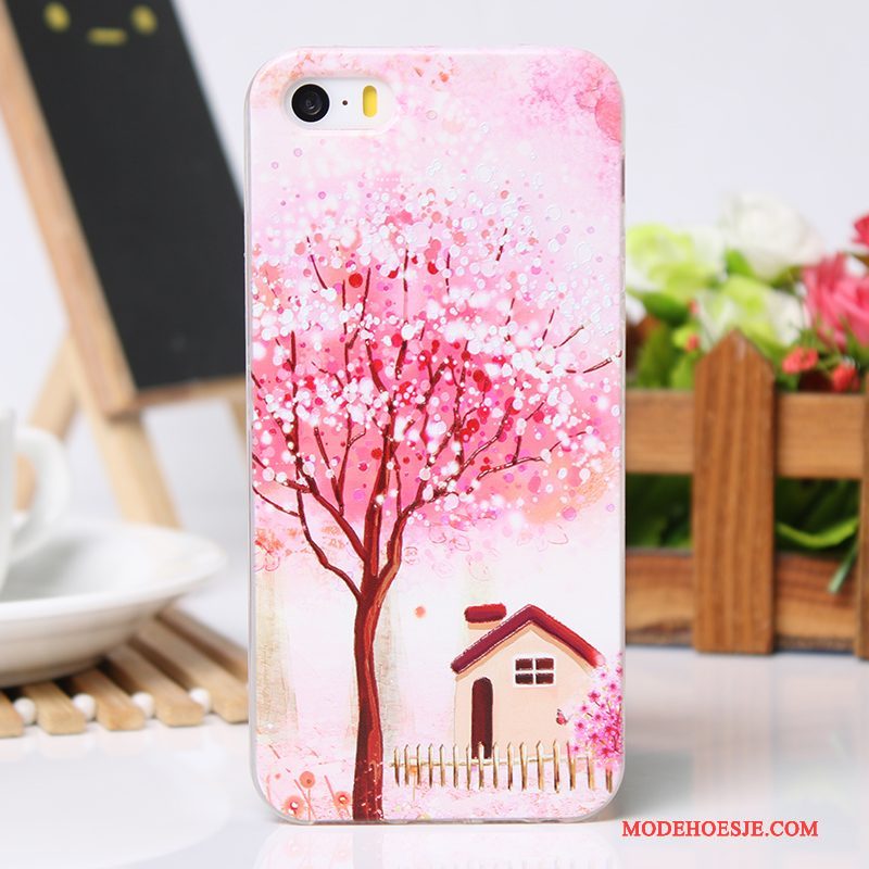 Hoesje iPhone 5/5s Bescherming Lichte En Dun Roze, Hoes iPhone 5/5s Zacht Telefoon