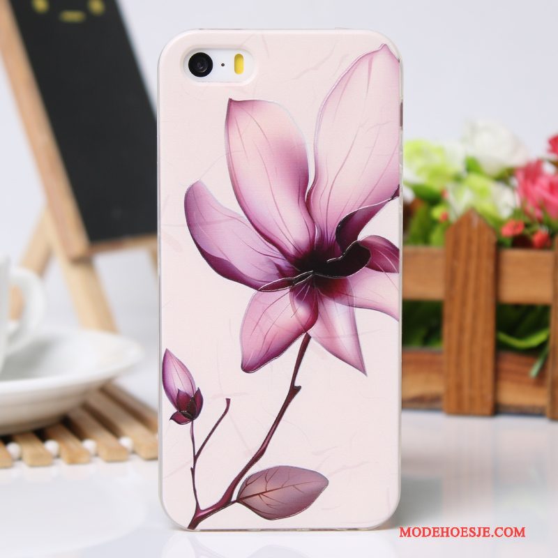 Hoesje iPhone 5/5s Bescherming Lichte En Dun Roze, Hoes iPhone 5/5s Zacht Telefoon