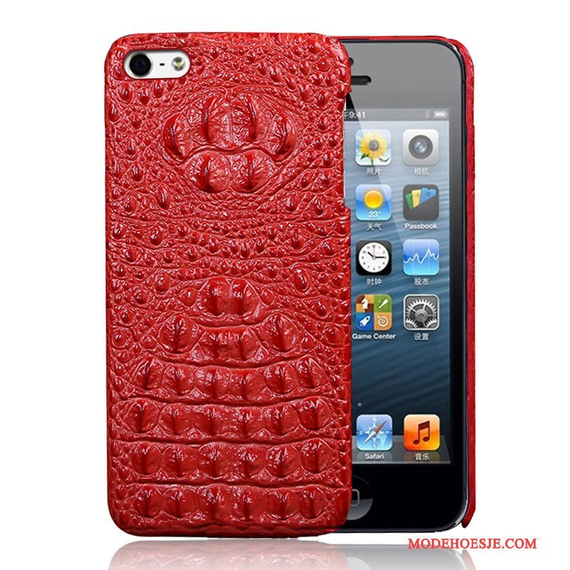 Hoesje iPhone 5/5s Bescherming Rood Dun, Hoes iPhone 5/5s Leer Anti-falltelefoon