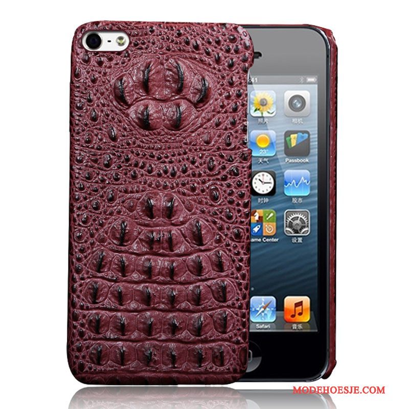 Hoesje iPhone 5/5s Bescherming Rood Dun, Hoes iPhone 5/5s Leer Anti-falltelefoon