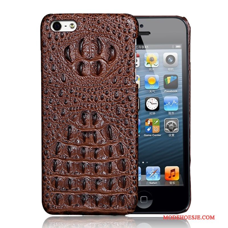 Hoesje iPhone 5/5s Bescherming Rood Dun, Hoes iPhone 5/5s Leer Anti-falltelefoon