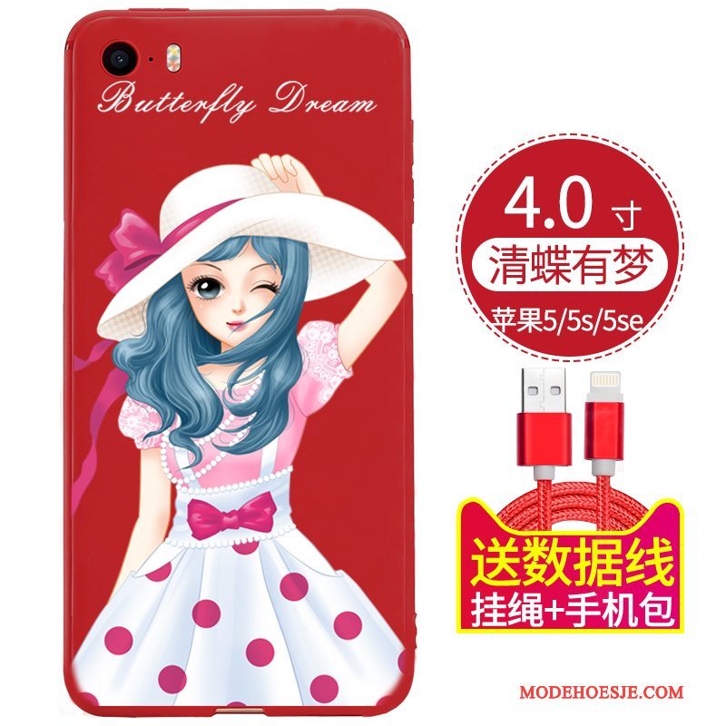 Hoesje iPhone 5/5s Bescherming Trendtelefoon, Hoes iPhone 5/5s Siliconen Hanger Zwart