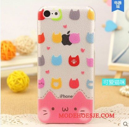 Hoesje iPhone 5/5s Bescherming Zwarttelefoon, Hoes iPhone 5/5s Leer Patroon Doorzichtig