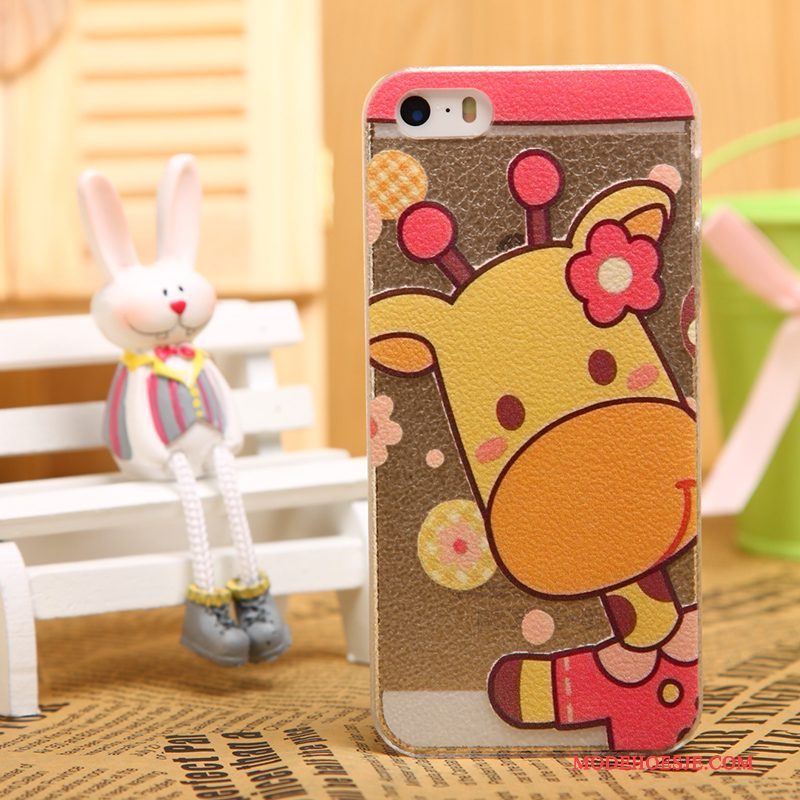 Hoesje iPhone 5/5s Bescherming Zwarttelefoon, Hoes iPhone 5/5s Leer Patroon Doorzichtig