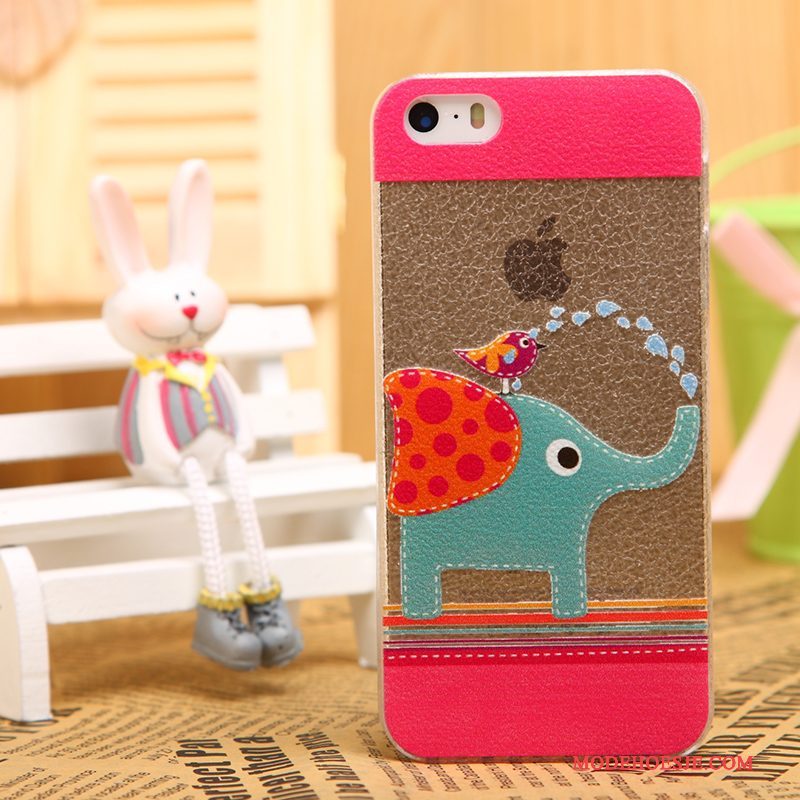 Hoesje iPhone 5/5s Bescherming Zwarttelefoon, Hoes iPhone 5/5s Leer Patroon Doorzichtig