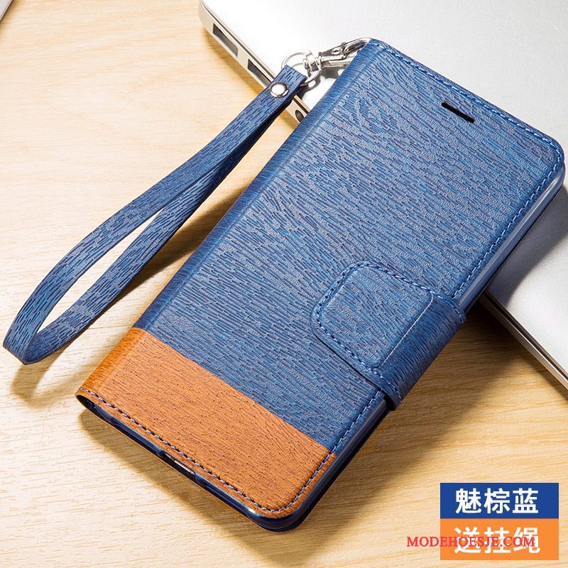 Hoesje iPhone 5/5s Leer Anti-falltelefoon, Hoes iPhone 5/5s Folio Blauw Hanger