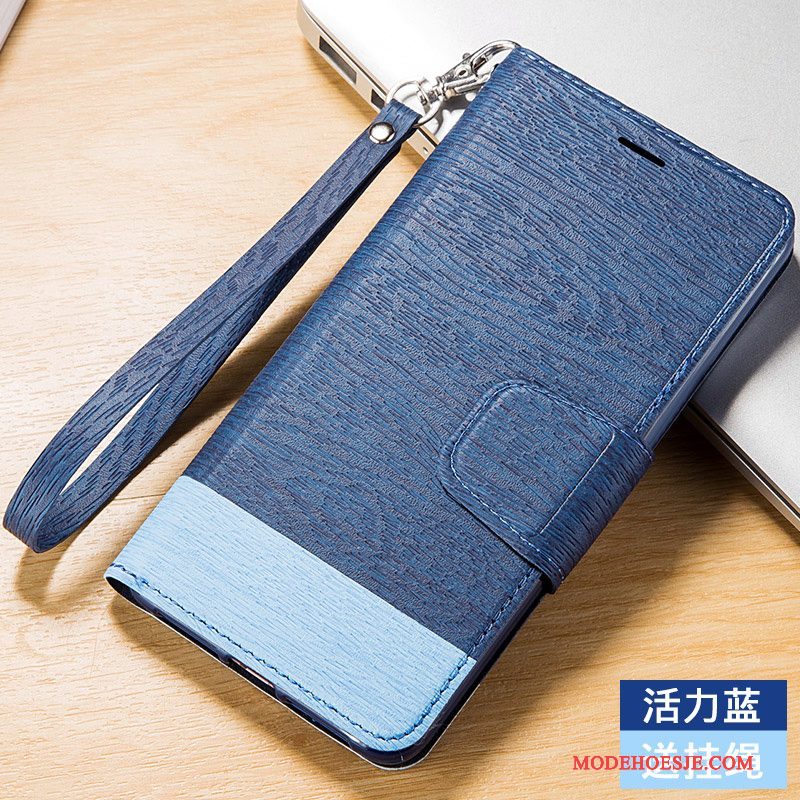 Hoesje iPhone 5/5s Leer Anti-falltelefoon, Hoes iPhone 5/5s Folio Blauw Hanger