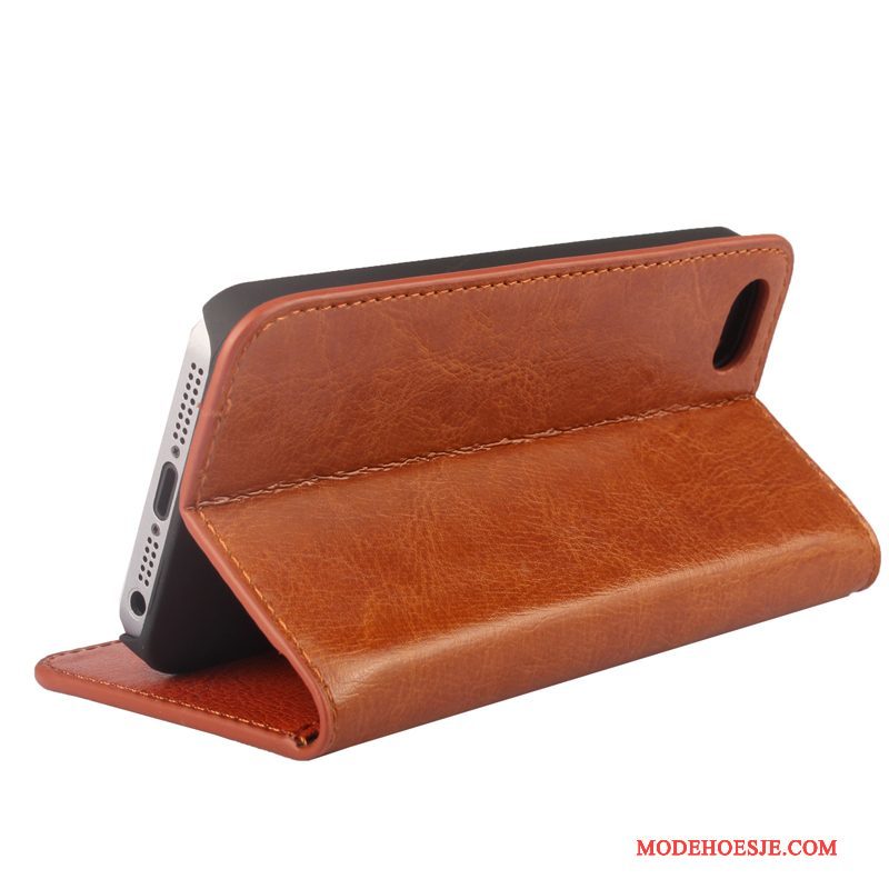 Hoesje iPhone 5/5s Leer Goudtelefoon, Hoes iPhone 5/5s Folio Anti-fall Patroon