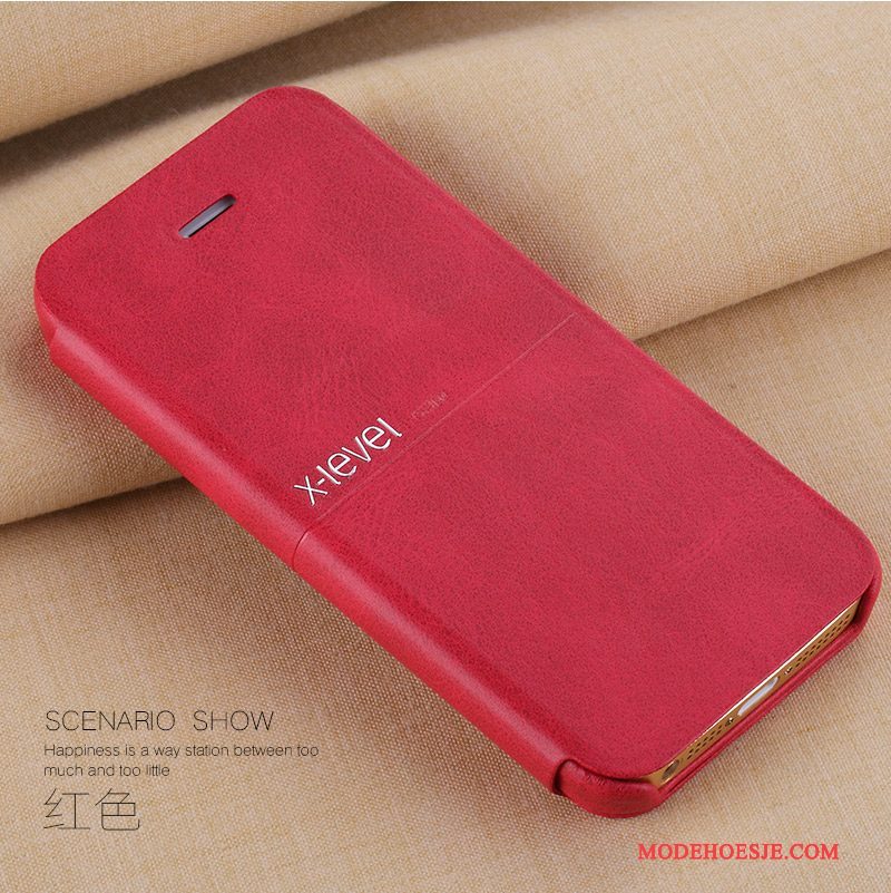 Hoesje iPhone 5/5s Leer Nieuw Dun, Hoes iPhone 5/5s Folio Telefoon Anti-fall