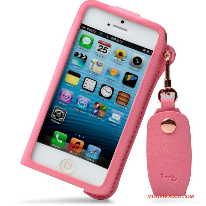 Hoesje iPhone 5/5s Leer Slank Roze, Hoes iPhone 5/5s Bescherming