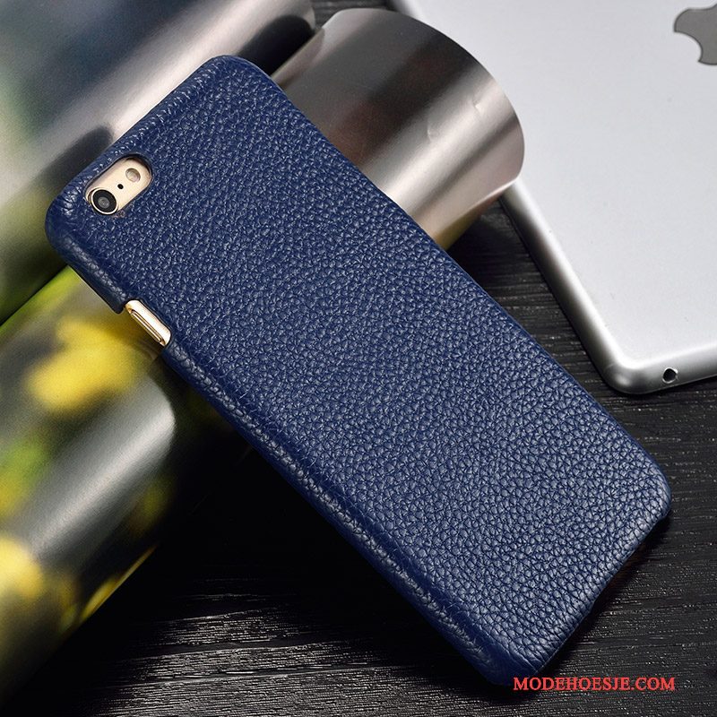 Hoesje iPhone 5/5s Leer Trend Donkerblauw, Hoes iPhone 5/5s Bescherming Achterklep Anti-fall