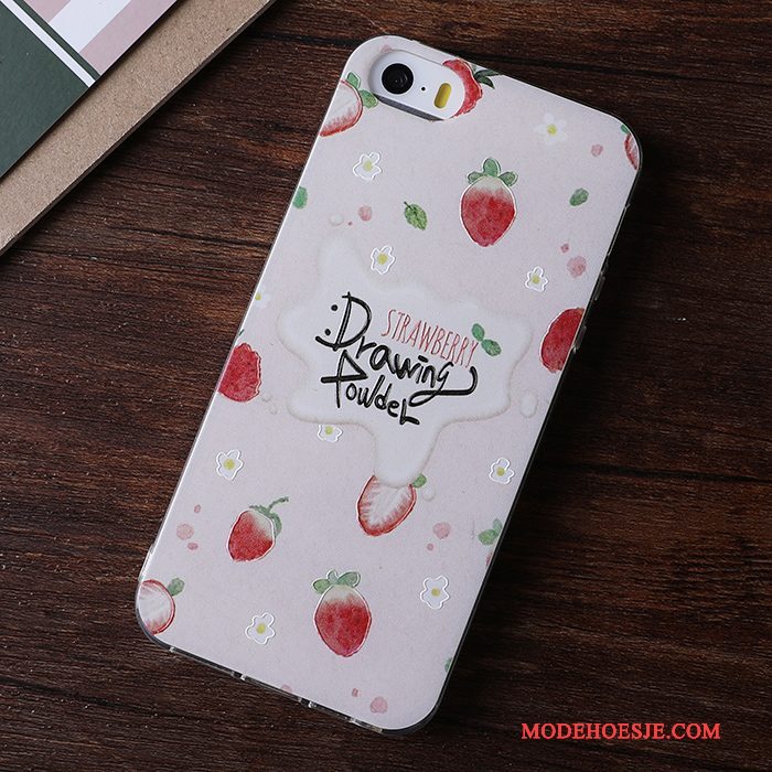 Hoesje iPhone 5/5s Reliëf Roodtelefoon, Hoes iPhone 5/5s Zacht Hanger