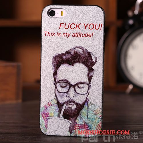 Hoesje iPhone 5/5s Scheppend Anti-fall Trend, Hoes iPhone 5/5s Siliconen Wit Hard