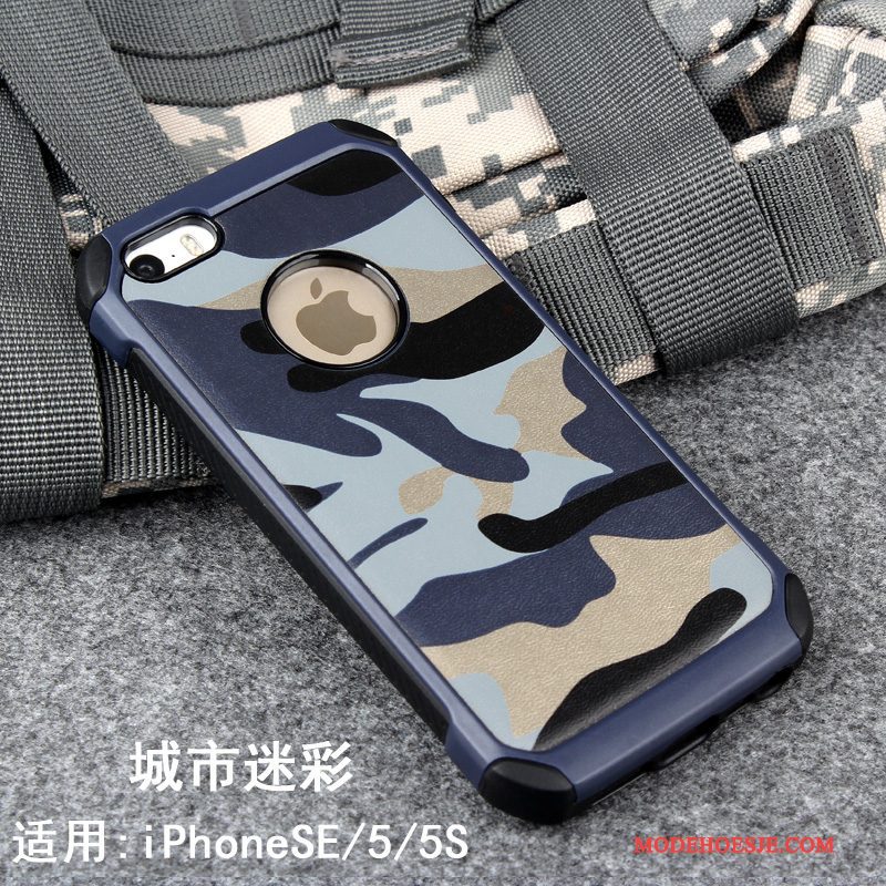 Hoesje iPhone 5/5s Scheppend Blauw Camouflage, Hoes iPhone 5/5s Zacht Trendtelefoon