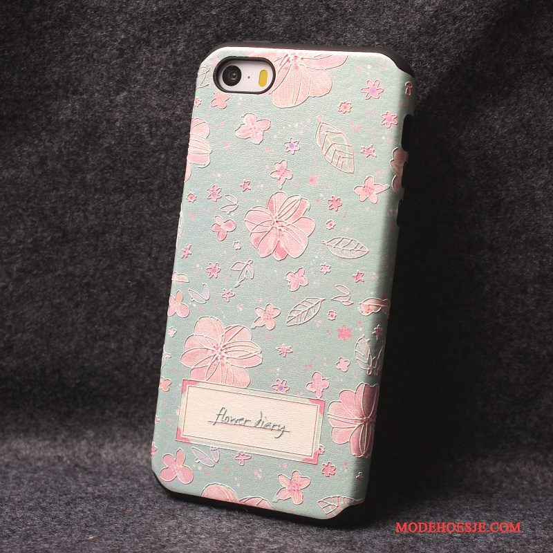 Hoesje iPhone 5/5s Scheppend Persoonlijk Blauw, Hoes iPhone 5/5s Zakken Roze Hanger