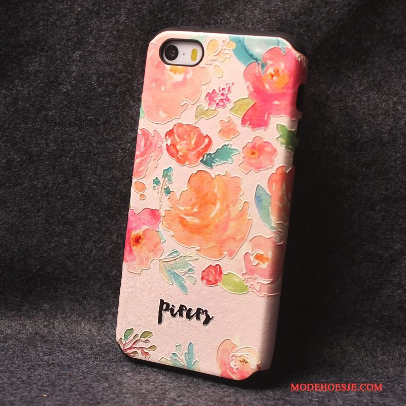 Hoesje iPhone 5/5s Scheppend Persoonlijk Blauw, Hoes iPhone 5/5s Zakken Roze Hanger