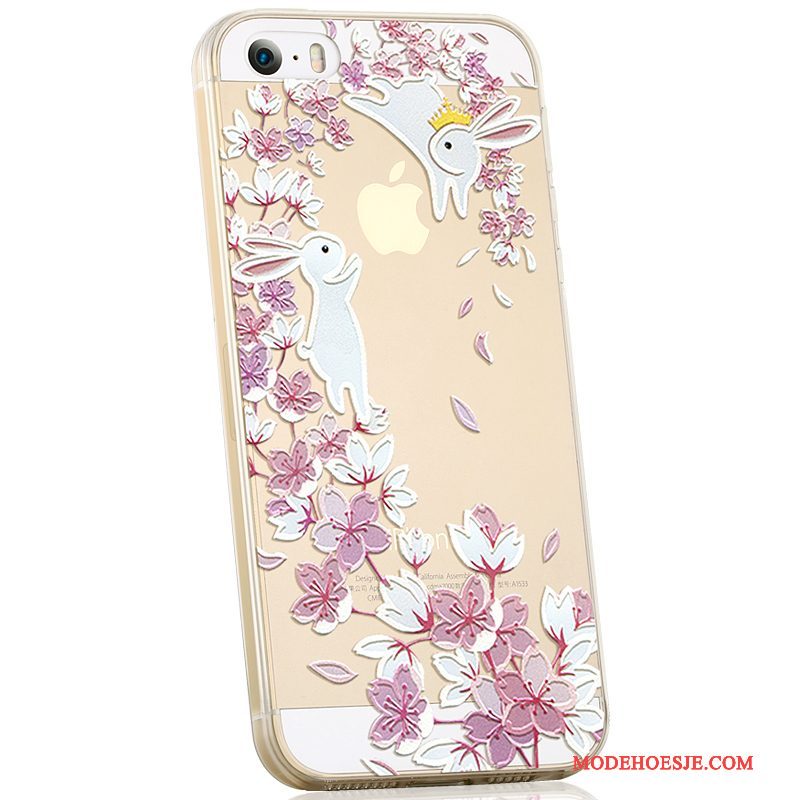 Hoesje iPhone 5/5s Siliconen Mooie Persoonlijk, Hoes iPhone 5/5s Zacht Trend Purper