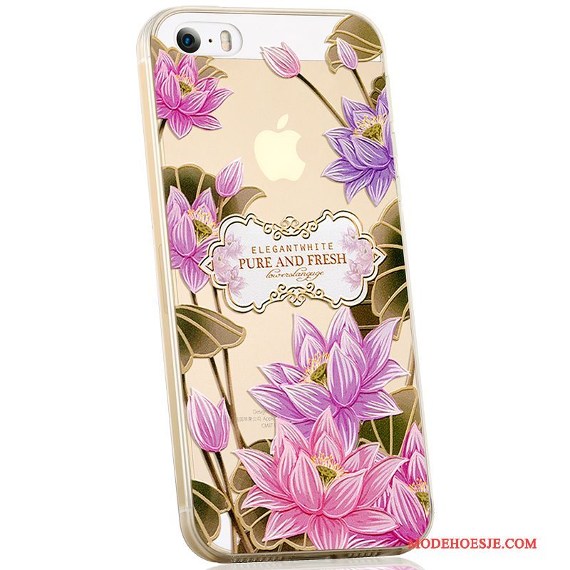 Hoesje iPhone 5/5s Siliconen Mooie Persoonlijk, Hoes iPhone 5/5s Zacht Trend Purper