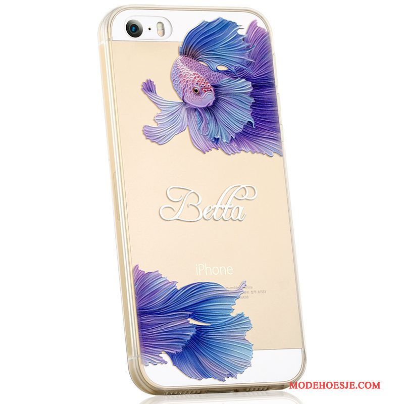 Hoesje iPhone 5/5s Siliconen Mooie Persoonlijk, Hoes iPhone 5/5s Zacht Trend Purper