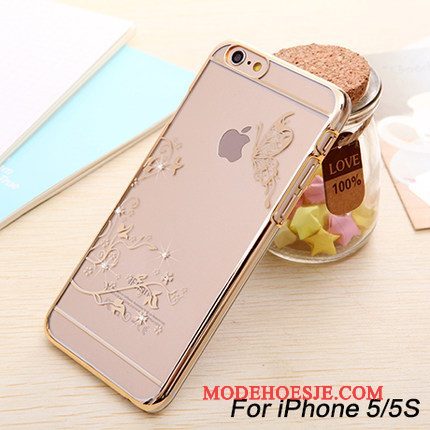 Hoesje iPhone 5/5s Siliconen Nieuwtelefoon, Hoes iPhone 5/5s Bescherming Goud Plating