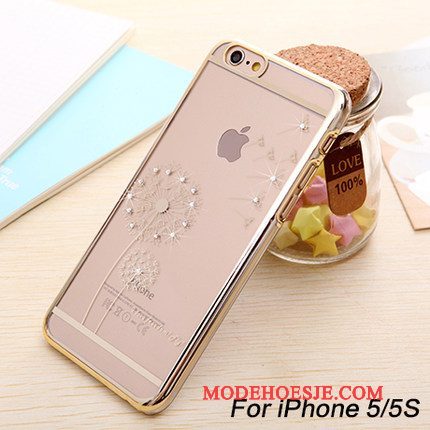Hoesje iPhone 5/5s Siliconen Nieuwtelefoon, Hoes iPhone 5/5s Bescherming Goud Plating