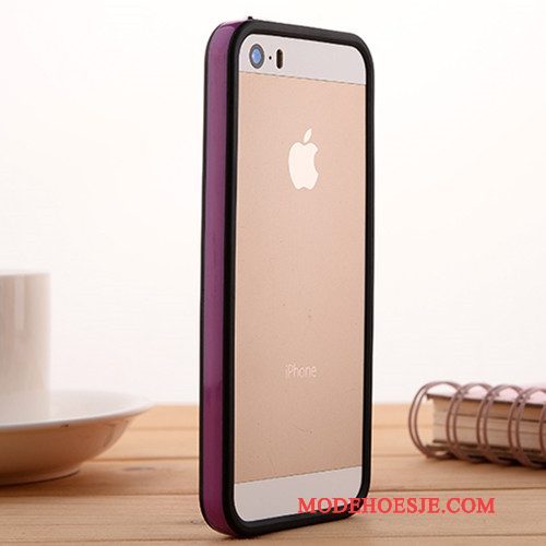 Hoesje iPhone 5/5s Siliconen Omlijstingtelefoon, Hoes iPhone 5/5s Zacht Anti-fall Grijs