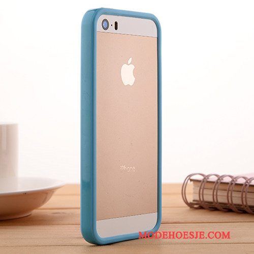 Hoesje iPhone 5/5s Siliconen Omlijstingtelefoon, Hoes iPhone 5/5s Zacht Anti-fall Grijs