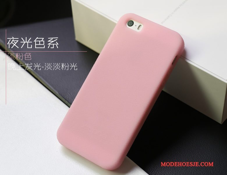 Hoesje iPhone 5/5s Siliconen Roze Doek, Hoes iPhone 5/5s Bescherming Telefoon