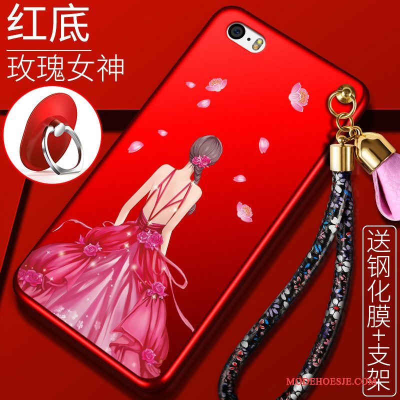 Hoesje iPhone 5/5s Siliconen Schrobben Rood, Hoes iPhone 5/5s Bescherming Anti-fall Trend