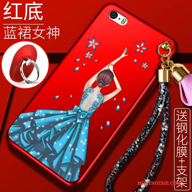 Hoesje iPhone 5/5s Siliconen Schrobben Rood, Hoes iPhone 5/5s Bescherming Anti-fall Trend