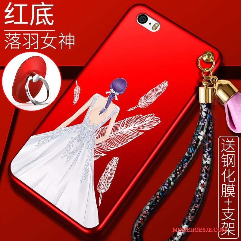Hoesje iPhone 5/5s Siliconen Schrobben Rood, Hoes iPhone 5/5s Bescherming Anti-fall Trend