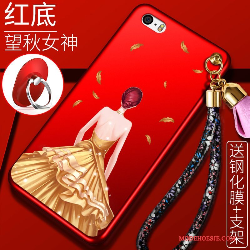 Hoesje iPhone 5/5s Siliconen Schrobben Rood, Hoes iPhone 5/5s Bescherming Anti-fall Trend